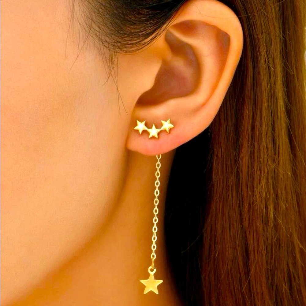 Gold Star Dangle Earrings